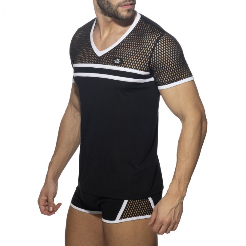 Addicted Mesh Striped Póló ADF166 | Addicted România