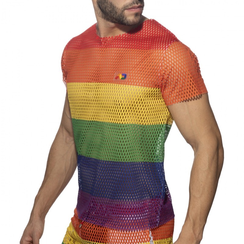 Addicted Mesh Rainbow T-shirt AD1167 | Addicted România – fast delivery
