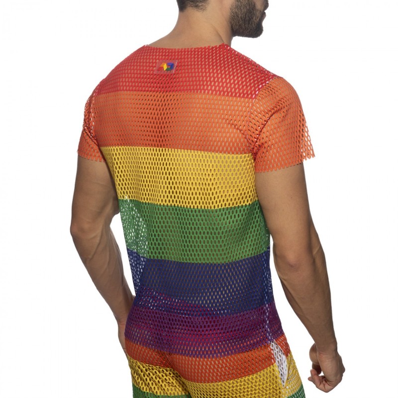 Addicted Mesh Rainbow T-shirt AD1167 | Addicted România – fast delivery