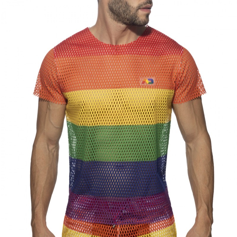 Addicted Mesh Rainbow T-shirt AD1167 | Addicted România – fast delivery