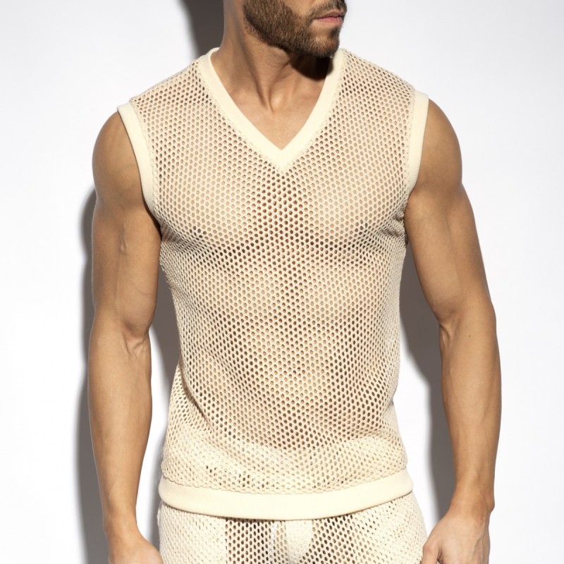 Es Collection Nyers Horgolt V-Nyakú Tank Top TS350 | Addicted România