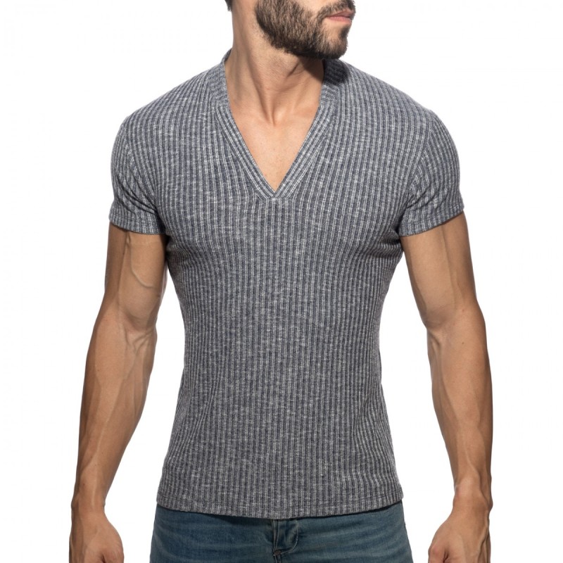 Addicted Tricou Polo Tricotat Rib Jeans AD1472 | Addicted România – livrare rapidă