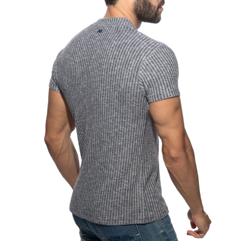 Addicted Jeans Bordázott Kötött Galléros Póló AD1472 | Addicted România